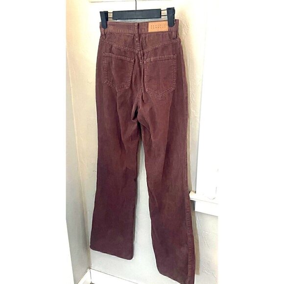 Women's 24 Brown Corduroy High Rise Bootcut Button Y2K - Picture 6 of 8